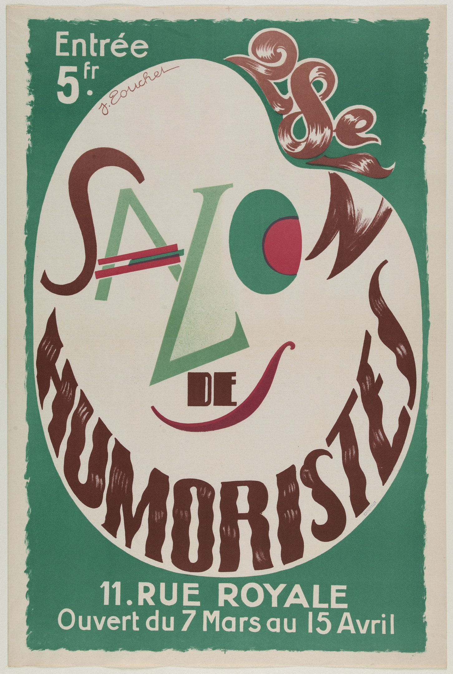 Plakat, das eine Humoristensalonshow in Paris, Frankreich, ankündigt