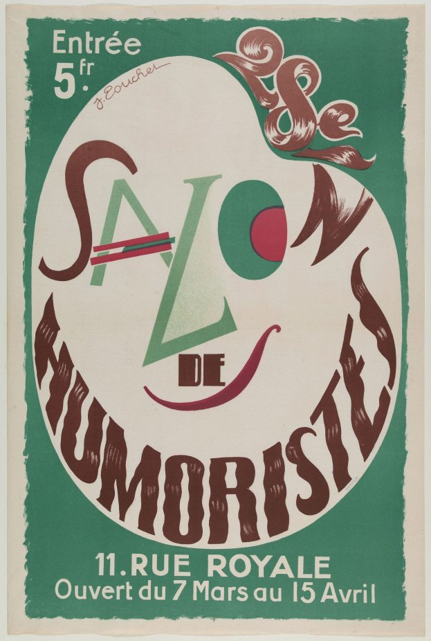 Plakat, das eine Humoristensalonshow in Paris, Frankreich, ankündigt