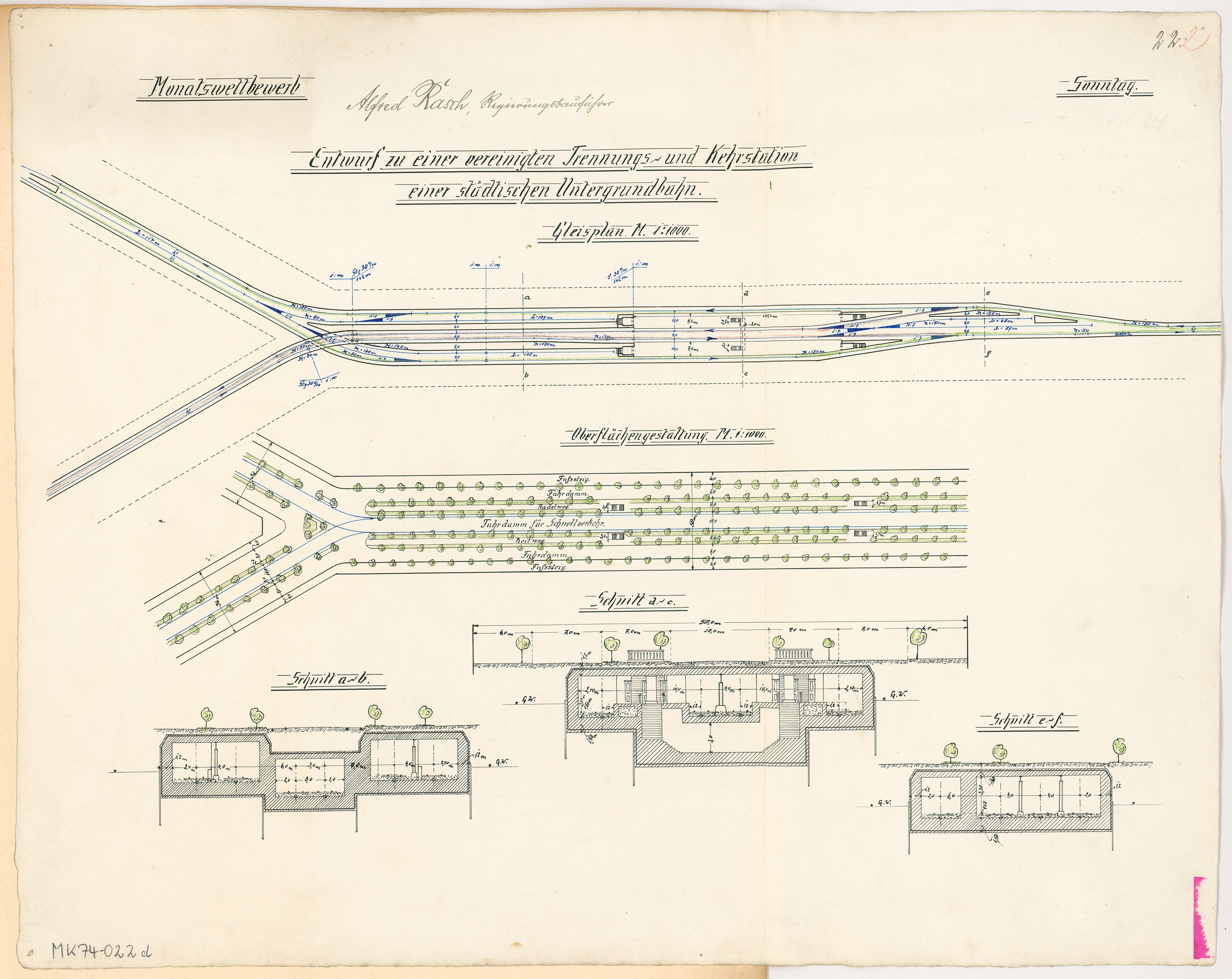 Detailabbildung eines alten Buchumschlags mit einer nostalgischen Bahnhofsanlage mit Gleisen, Plattformen und umgebendem Text.