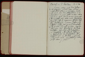 Ein offenes Tagebuch mit handgeschriebenem Text, das einem deutschen Soldaten gehört, der im Zweiten Weltkrieg getötet wurde.