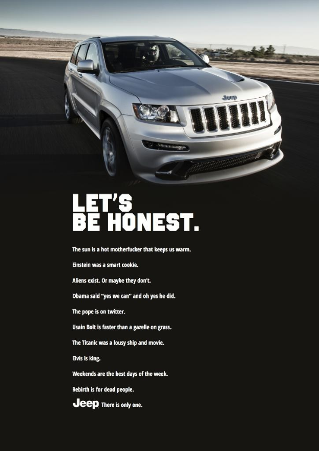 Ein digital bearbeitetes Bild mit einem Auto und darunter platziertem Text.