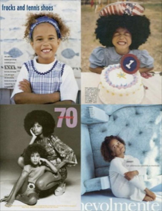 Ein Collage mit einer Gruppe von Kindern und Text.