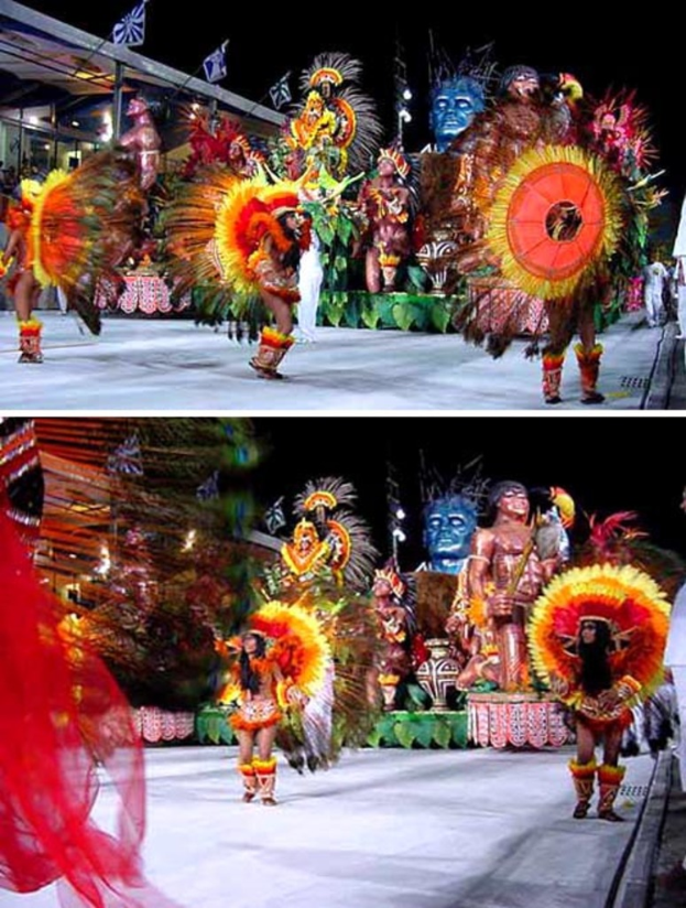 Ein Collage-Bild mit Menschen, die etwas darstellen, einer Statue und einem Gebäude.